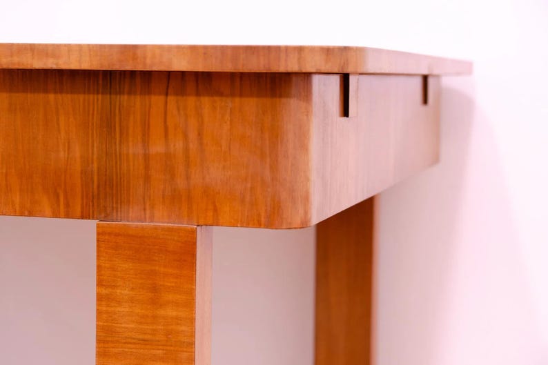 Dining Table, Art Deco Style, 1930s, Czechoslovakia, Walnut Wood, Extendable Table image 13