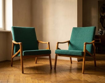 Pair of Mid Century Armchairs, Jiri Jiroutek Lounge Chairs 1960s, Czechoslovakia