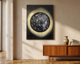 Contemporary Celestial Abstract Acrylic Painting on Canvas, 2020s, 70x90 cm