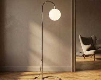 Atomic Age Floor Lamp, Orange Glass Lamp by Tibor Hazi, 1973