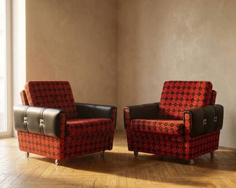 Pair of Eastern bloc Vintage armchairs, 1970s, Czechoslovakia