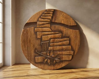 Vintage Carved Wooden Wall Plaque, Sculptural Relief, Czechoslovakia, Mid-20th Century, 47 cm