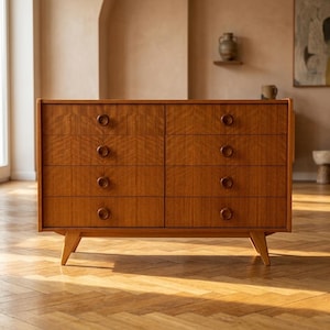 mid century modern dresser under $300 Paxton Mid-Century Modern 3-Drawer Dresser with Solid Wood Frame and Rattan Accent - Single