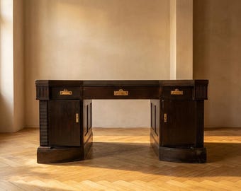 Writing Desk, Viennese Secession Oak Desk, Early 20th Century, Europe