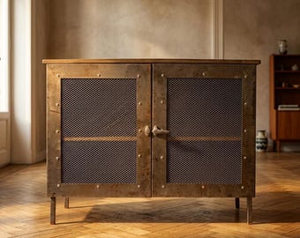 Industrial Metal Storage Cabinet, Iron Workshop Cabinet, Czechoslovakia 1950s