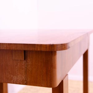 Dining Table, Art Deco Style, 1930s, Czechoslovakia, Walnut Wood, Extendable Table image 11