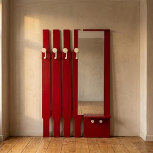 Vintage Wall-Mounted Coat Rack with Mirror and Drawer, 1960s Czechoslovakia, Mid-Century Entryway Hall Stand