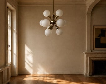 Spoetnik-kroonluchter midden van de eeuw glas Kamenický (jaren 60)