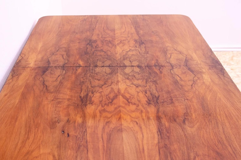 Dining Table, Art Deco Style, 1930s, Czechoslovakia, Walnut Wood, Extendable Table image 5
