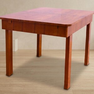 Dining Table, Art Deco Style, 1930s, Czechoslovakia, Walnut Wood, Extendable Table image 4