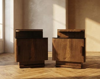 Set of Two Nightstands by Jindřich Halabala for UP Závody, 1940s, Czechoslovakia, 55 x 45 x 38 cm