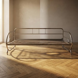 Vintage frame voor een chaise longue van verchroomd buisvormig staal, midden 20e eeuw, Tsjechoslowakije, 194 × 80 × 72 cm