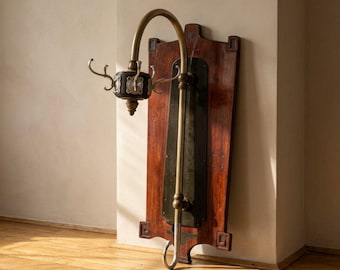 Vintage Coat Rack Mid Century Wooden Rack with Metal Hooks, 55 × 40 × 92 cm