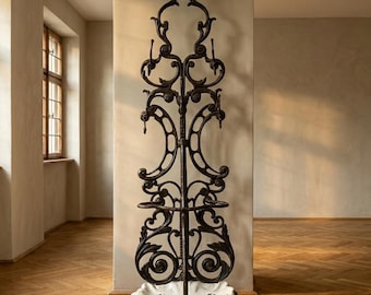 Antique Cast Iron Hall Stand, Victorian Coat Rack with Marble Base, Ornate Hall Tree, 19th Century