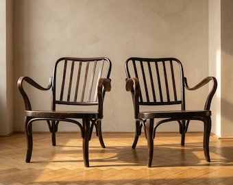 Pair of Armchairs No. 752 by Josef Frank for Thonet, 1930s, Vintage Bentwood Modernist Seating