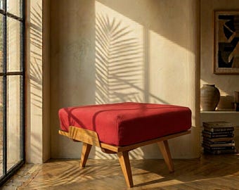 Tabouret Stool, Mid Century, Wooden Seat, František Jirák for Tatra Nábytok, 1960s, Czechoslovakia