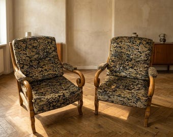 Armchairs Set, Mid-Century, Curved Arms, 1940s–1950s, Czechoslovakia