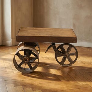 Industrial Table, Mid-Century, On Wheels, 1950s, Czechoslovakia