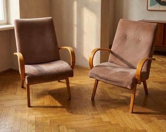 Par de poltronas de meados do século XX, modelo Jaroslav Šmídek, década de 1960, Checoslováquia.