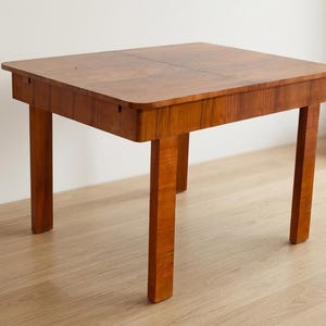 Dining Table, Art Deco Style, 1930s, Czechoslovakia, Walnut Wood, Extendable Table image 8