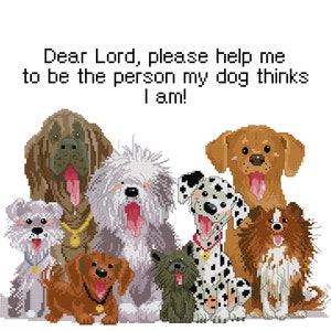 Suzy's Zoo Dogs - kruissteekpatroon, moderne kruissteekkaart, hondenboho-muurdecoratie. Digitaal formaat pdf