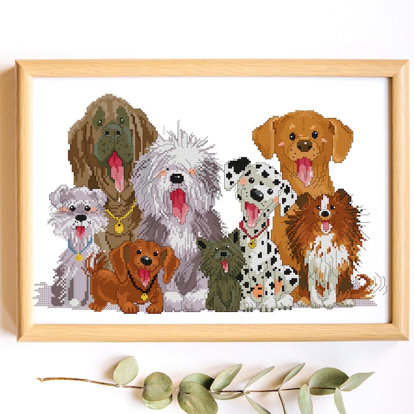 Suzy's Zoo Dogs - cross stitch pattern, modern cross stitch chart, dog boho wall home decor. Digital Format PDF