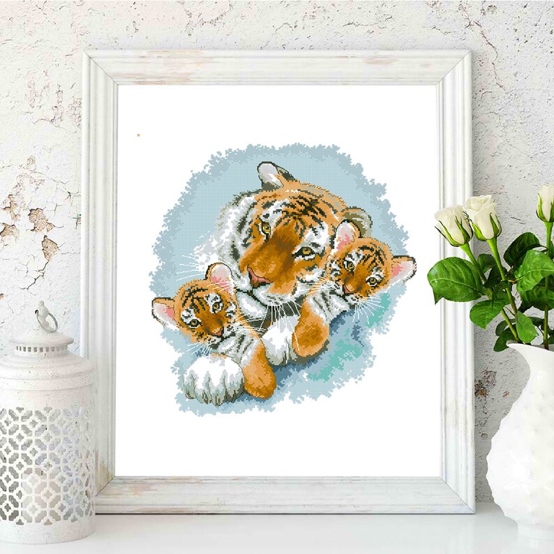 Three Tigers Counted Cross Stitch Pattern PDF Animal Cross Etsy