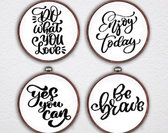 Set of 4 motivational quote cross stitch patterns, easy cross stitch. Printable PDF pattern. Modern cross stitch chart. Needlepoint.