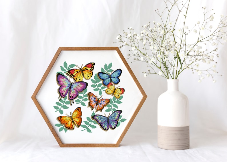 Digital Format - PDF Butterflies Modern Cross Stitch Pattern counted xstitch chart boho wall decor home art diy instant download
