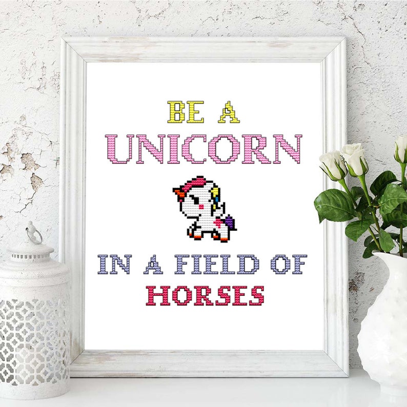 Be A Unicorn Cross Stitch Pattern PDF Modern Cross Stitch Etsy