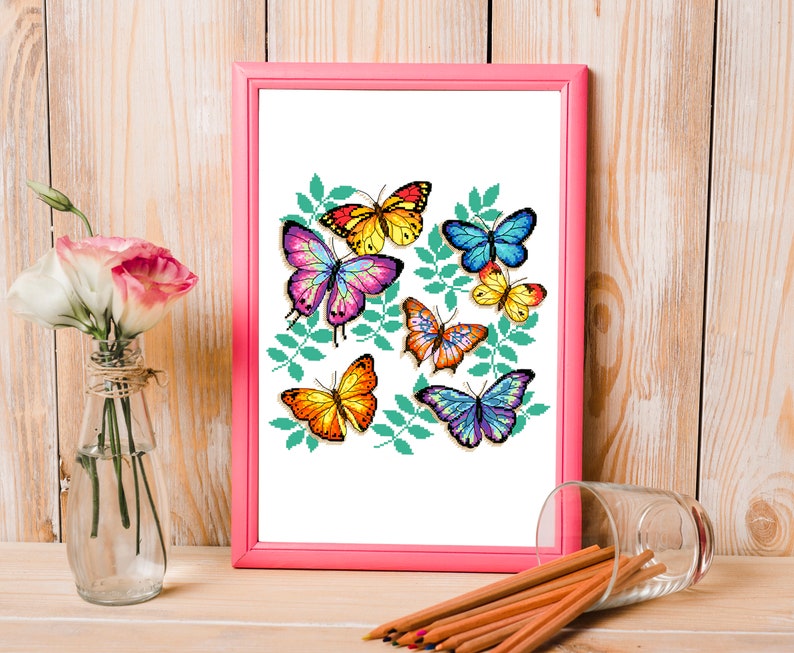 Digital Format - PDF Butterflies Modern Cross Stitch Pattern counted xstitch chart boho wall decor home art diy instant download