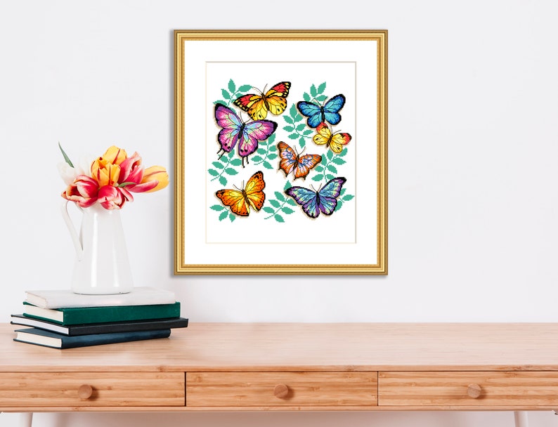 Digital Format - PDF Butterflies Modern Cross Stitch Pattern counted xstitch chart boho wall decor home art diy instant download
