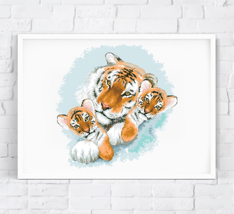 Three Tigers Counted Cross Stitch Pattern PDF Animal Cross Etsy