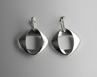 Henning Koppel for Georg Jensen, Modernist Sterling Silver Dangle Drop Earrings, Denmark