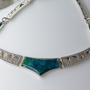 Vintage Artisan Carved Unique Sterling Silver Necklace