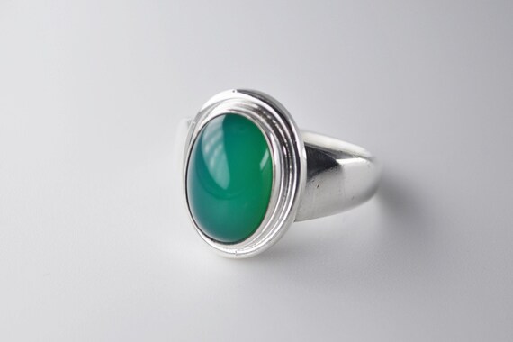 Georg Jensen, Green Chrysoprase Sterling Silver Ri