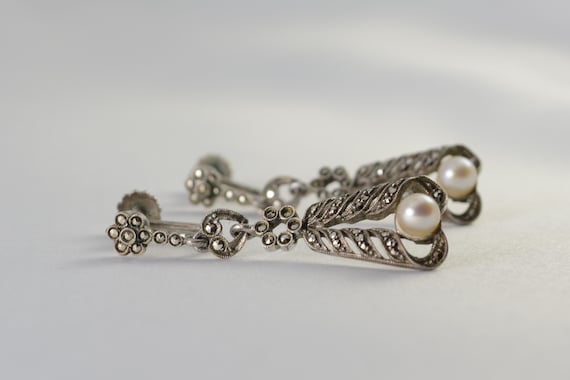 Theodor Fahrner, Sterling Silver Marcasite Pearl … - image 5