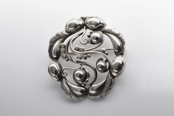 Georg Jensen, Moonlight Blossom Large Art Nouveau Sterling Silver 