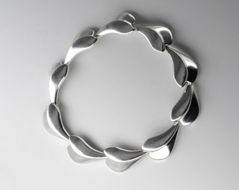 Georg Jensen, "Lotus" Modernist Sterling Silver Bracelet, Denmark