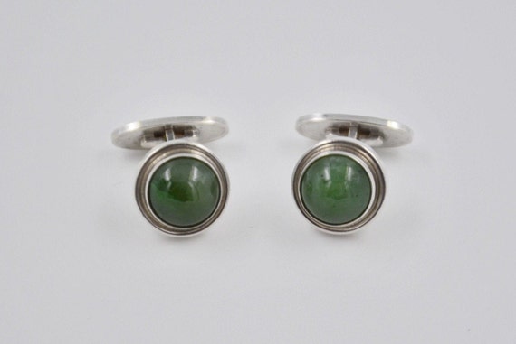 Georg Jensen Sterling screw back earrings with Chrysoprase number 36 Denmark