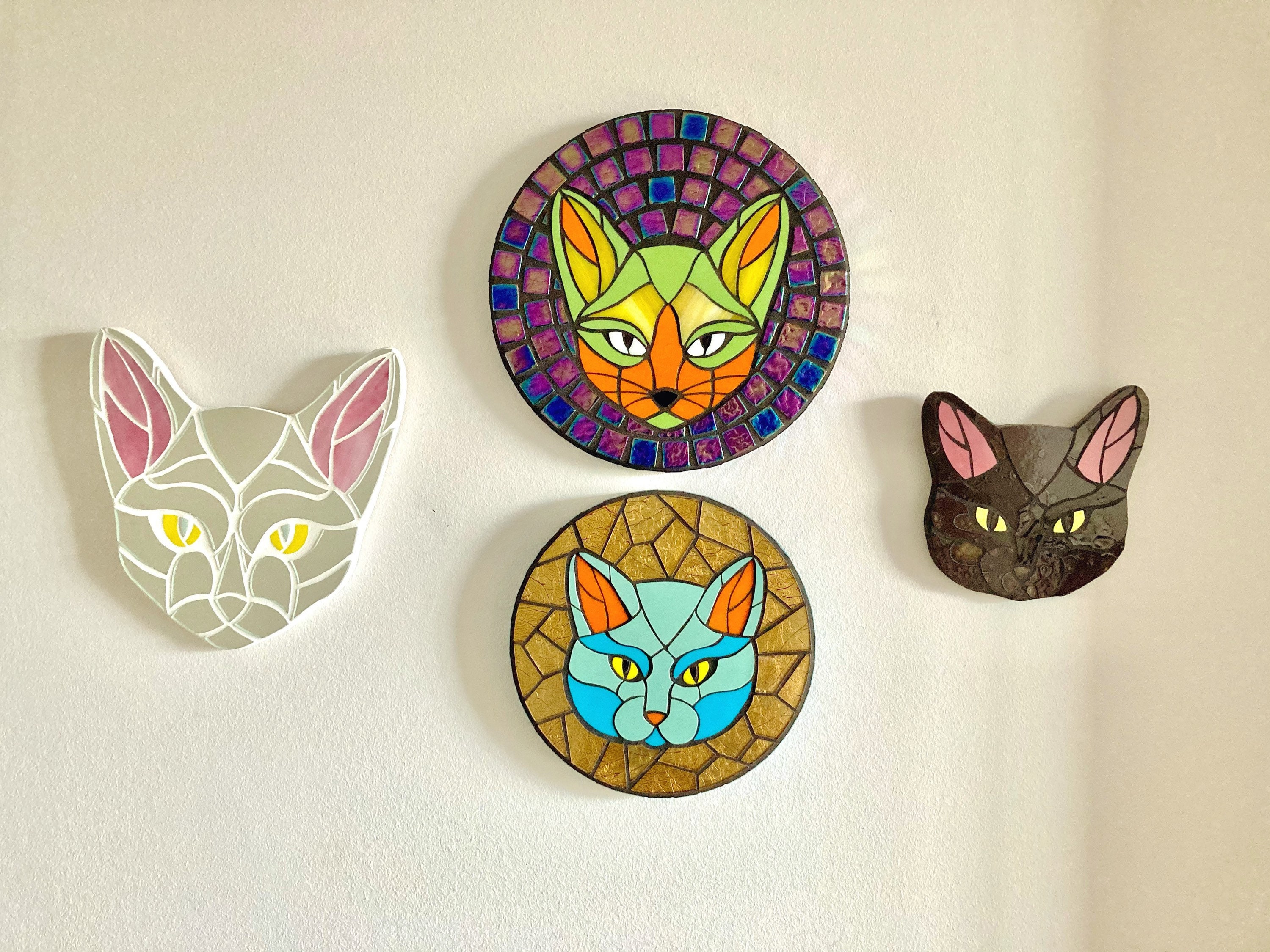KatzeWandKunst KatzeWandDekor Mosaik Spiegel Katze Etsy