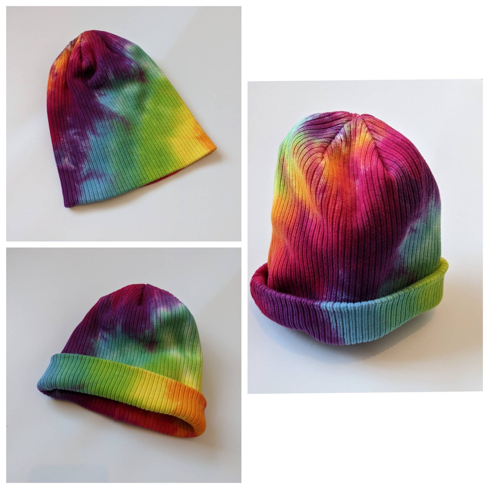 TieDye Beanie Rainbow 100 Organic Cotton Etsy