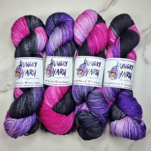 Black Pink - Super Soft Merino Hand Dyed Yarn - Fingering Weight - 80/20 Merino/Nylon - Sock Wool - Machine Washable - Gift for Knitters