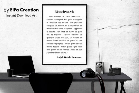 Ralph Waldo Emerson Reussir Sa Vie Citation Inspirante Etsy Ralph Waldo Emerson Reussir Sa Vie Citation Inspirante Etsy