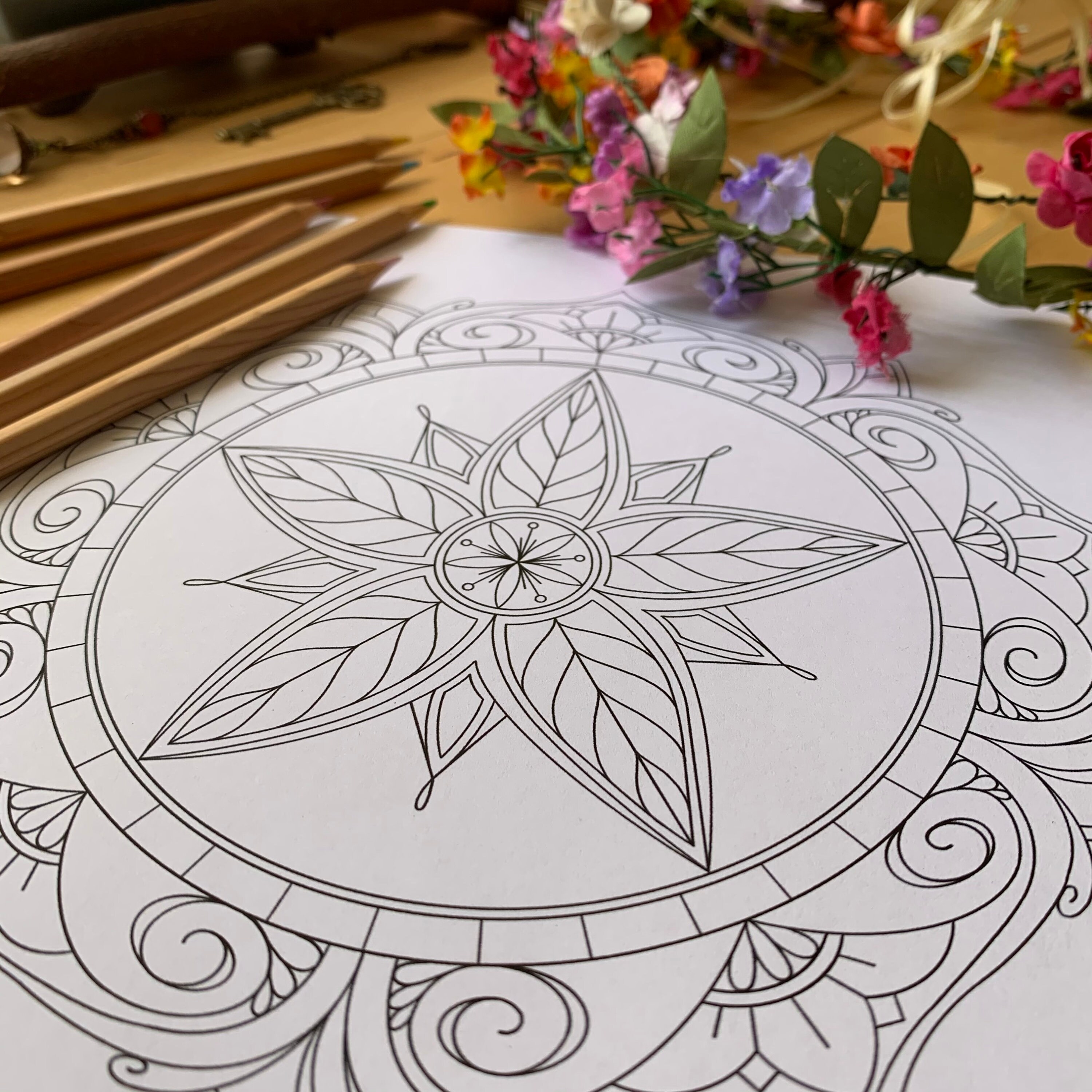 Mandala Leaf Colouring Page PDF | Etsy