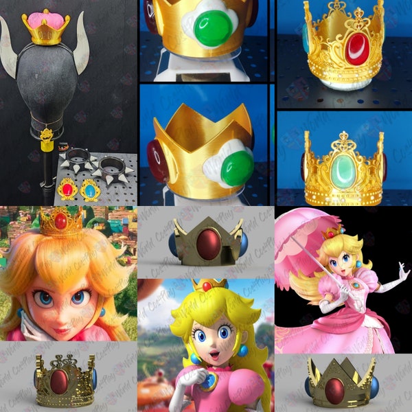 Couronne de princesse Peach imprimée en 3D, bowsette, marguerite, super mario bros la couronne du film