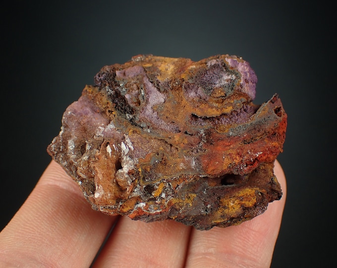 CALCITE on purple fluorite from MEXICO 1194N