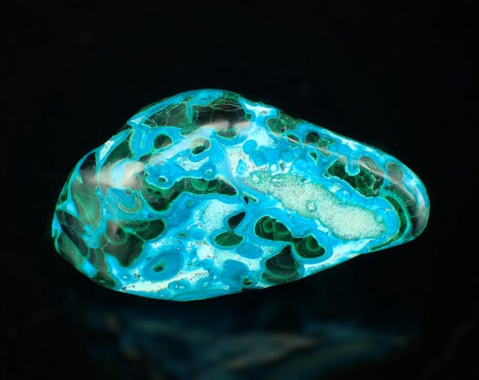 MALACHITE with chrysocolla polished free form 6,5 x 3,5 x 2,0 cm DR Congo 13113