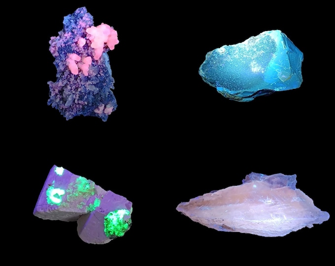 FLUORESCENT set of 4 specimens 7,3 x 4,0 x 2,0 cm *13568