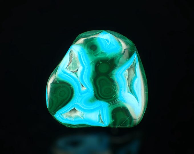 MALACHITE with chrysocolla polished free form 4,7 x 4,6 x 1,5 cm DR Congo 13107